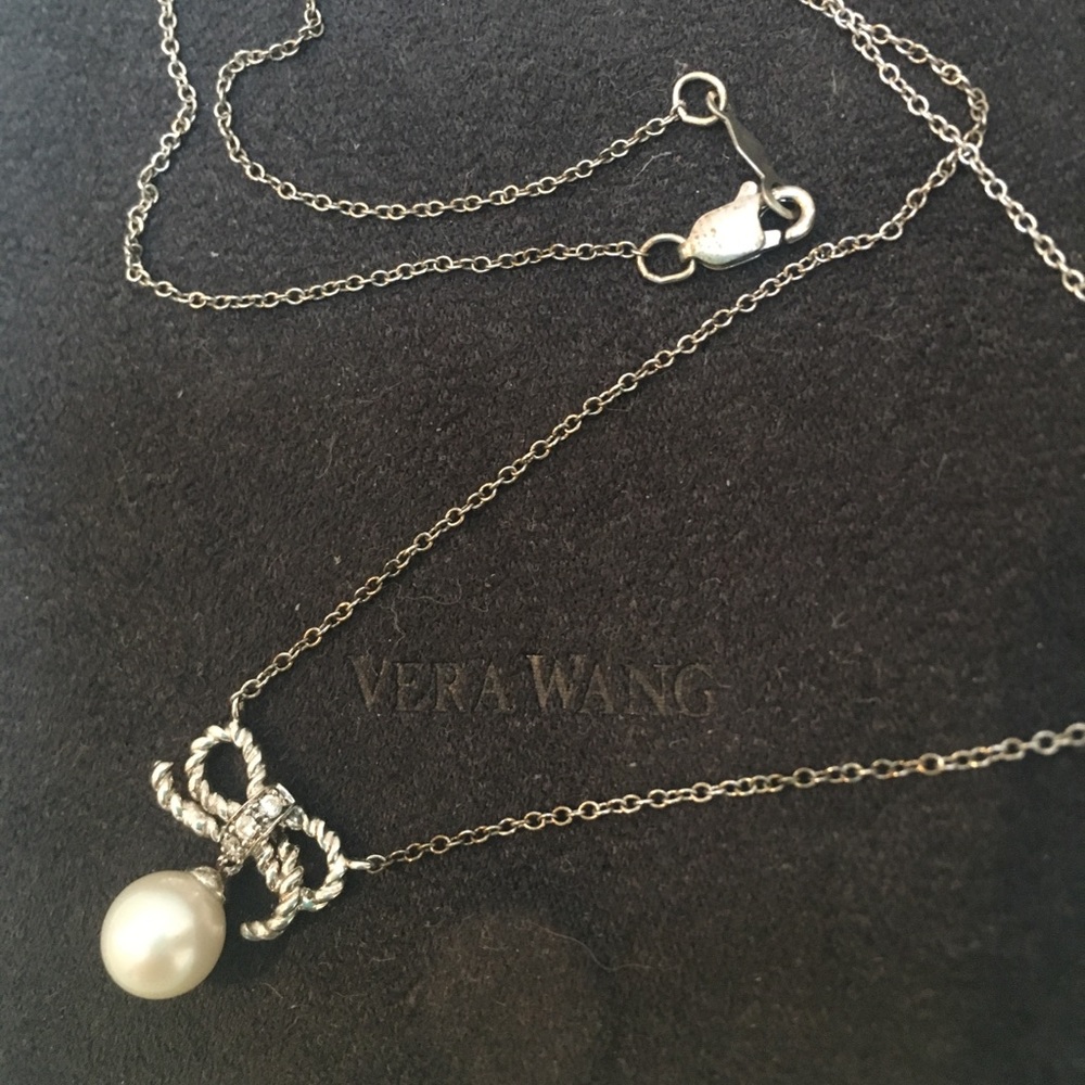 Vera Wang pearl, diamond, sterling silver necklace